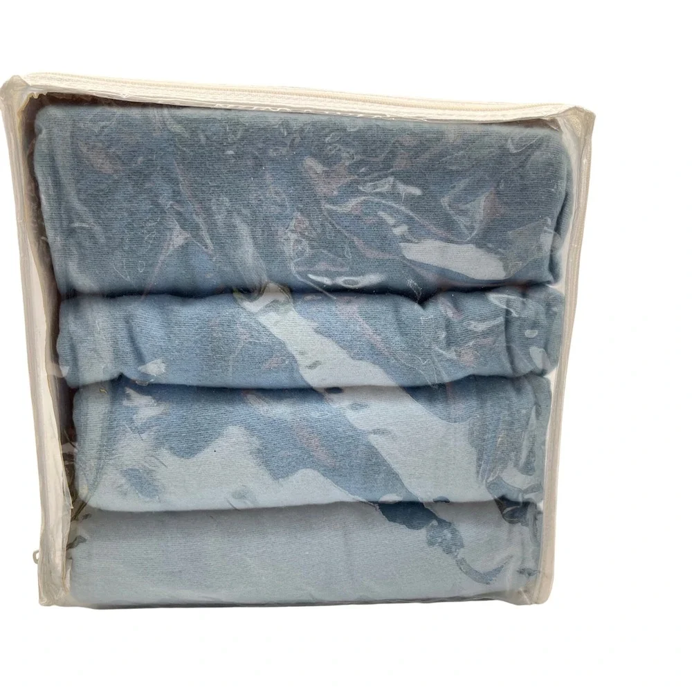 Hanes 2001 King Sheet Set 100% Cotton Flannel Blue Extra Deep Pockets NEW